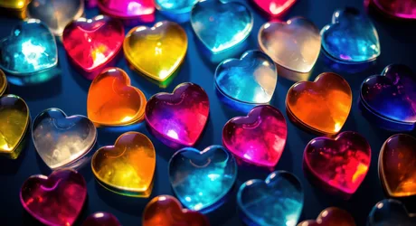 Luminous Love Hearts in Crystal Blue - free kids & cute wallpaper 5888×3200