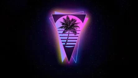 Neon Miami Nights: Geometric Palm Paradise - free dark wallpaper 3840×2160