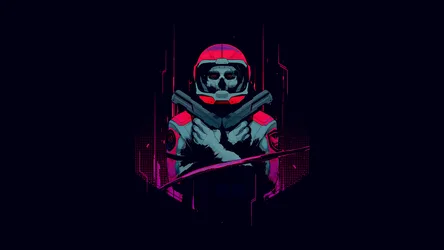 Neon Skull Astronaut in Cyberpunk Darkness - free wallpaper 5120×2880