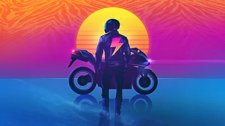 Neon Rider: Synthwave Sunset Dreams - free wallpaper 5120×2880