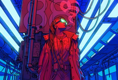 Neon Baddie: Cyberpunk Smoking Dreams - free cyberpunk wallpaper 3840×2612