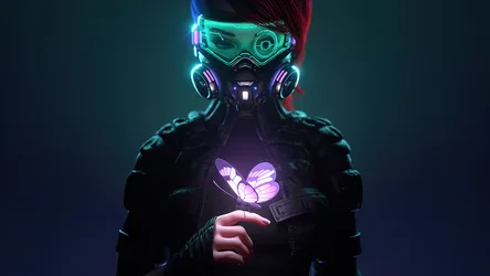 Neon Butterfly: Cyberpunk Apocalypse - free cyberpunk wallpaper 5120×2880