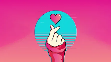 Neon Love Signal: Retro Heart Glitch - free kids & cute wallpaper 7680×4320