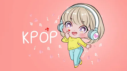 Chibi K-pop Girl Dancing to Pastel Dreams - free music wallpaper 5120×2880