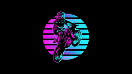 Neon Motocross Stuntman Retro Rider - free cars & vehicles wallpaper 5120×2880