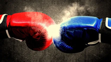Red and Blue Boxing Gloves Collision - free sports wallpaper 3840×2160