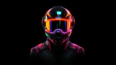 Neon Biker Helmet: Digital Night Rider - free wallpaper 5120×2880