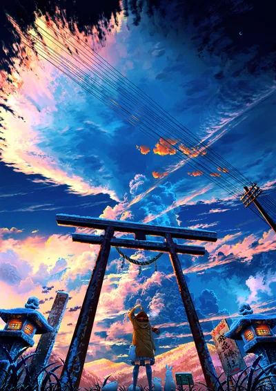 Celestial Dreams at the Sacred Gate - free fantasy wallpaper 5120×7244