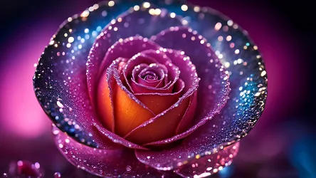 Glittering Rose in Neon Dreams - free nature wallpaper 3840×2160