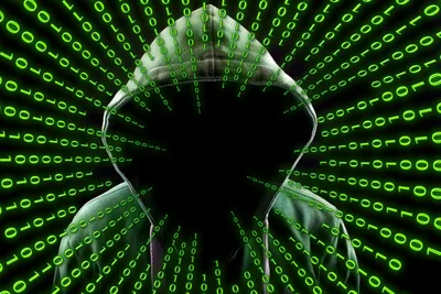 Digital Shadow: Hacker in the Matrix Code - free technology wallpaper 5184×3456