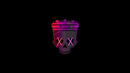 Neon Crowned Skull in Darkness - free dark wallpaper 5120×2880