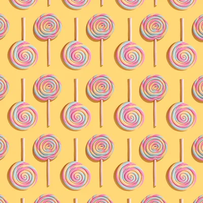 Spiral Lollipops on Yellow Aesthetic Pattern - free abstract wallpaper 5120×5120