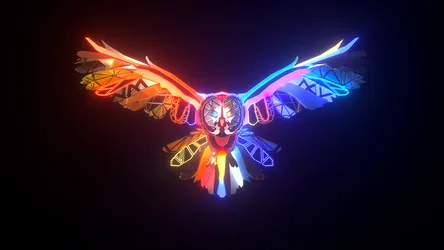 Neon Owl's Dual Light Symphony - free wallpaper 3840×2160