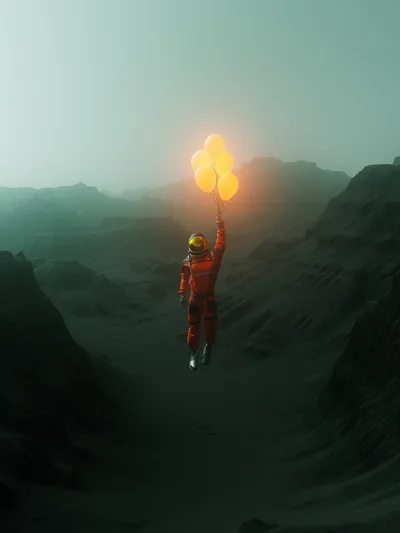 Dreamer's Flight Among Mountains - free sci-fi wallpaper 4500×6000