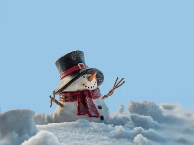 Festive Snowman in Winter's Snowy Wonderland - free nature wallpaper 4608×3456