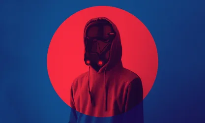 Neon Rebel Masked in Red - free sci-fi wallpaper 4000×2400