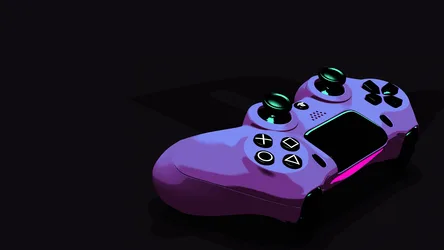 Neon Purple Gaming Controller on Dark Canvas - free gaming wallpaper 3840×2160