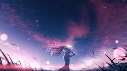 Dreamy Sunset: Anime Girl in Ethereal Light - free fantasy wallpaper 3840×2160