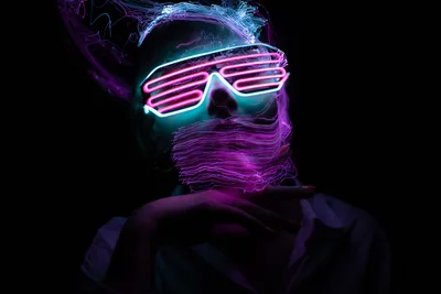 Neon Dreams: Light Painted Portrait - free photography wallpaper 6708×4472