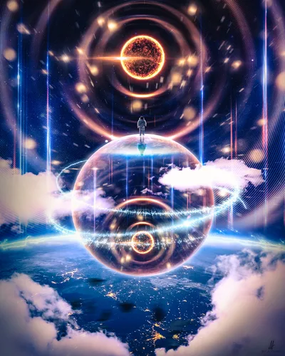 Cosmic Observer: Between Worlds and Stars - free space wallpaper 3840×4800