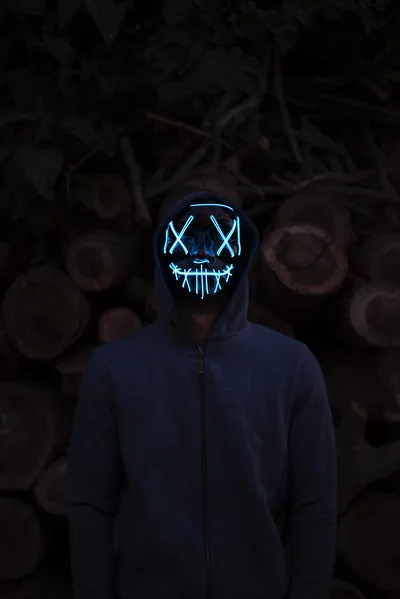 Neon Anonymity: The Masked Figure - free wallpaper 4016×6016