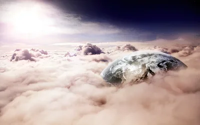 Celestial Earth Above the Clouds - free space wallpaper 3840×2400