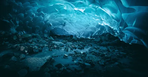 Frozen Turquoise Depths of Mendenhall Glacier - free nature wallpaper 7000×3653
