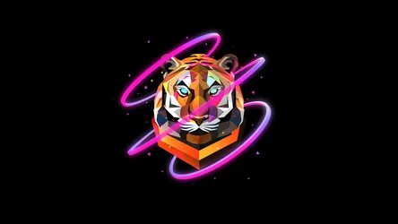 Neon Tiger Low Poly Art - free dark wallpaper 3840×2160