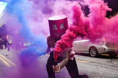 Marshmello's Pink Smoke Festival Spectacle - free photography wallpaper 5568×3712