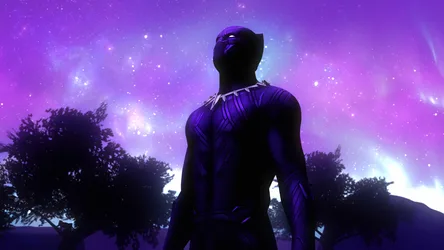 Black Panther's Cosmic Vigil - free fantasy wallpaper 4000×2250