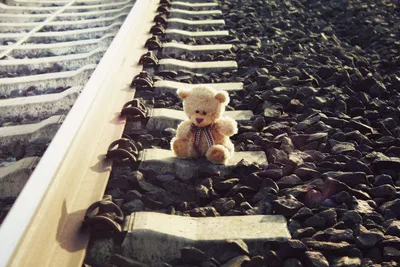 Lonely Bear On The Tracks - free kids & cute wallpaper 3000×2000