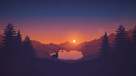 Deer at Sunset: A Lakeside Mountain Panorama - free nature wallpaper 3840×2160