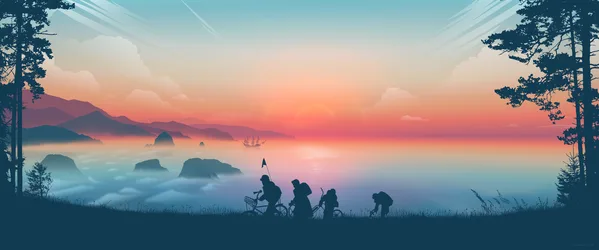Morning Quest: Silhouettes of Adventure - free dark wallpaper 4637×1935