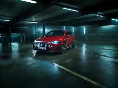 Red Mercedes-AMG CLA 45 in Neon Garage - free cars & vehicles wallpaper 3840×2880