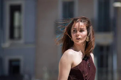Portrait of a Brown-Haired Beauty in a Dress - free people & portraits wallpaper 5186×3457