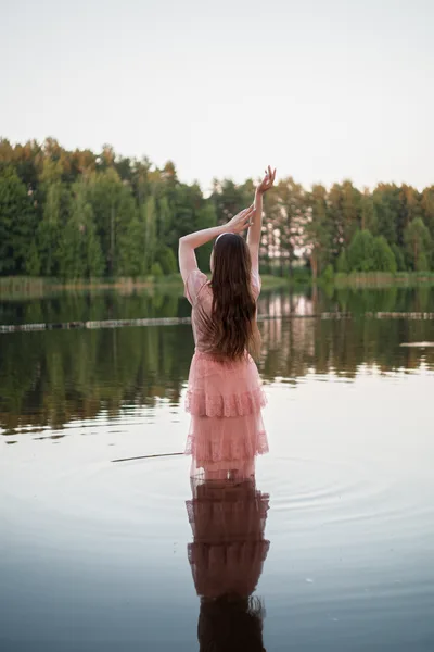 Black-Haired Beauty in a Dress by a Lake - free people & portraits wallpaper 3661×5491