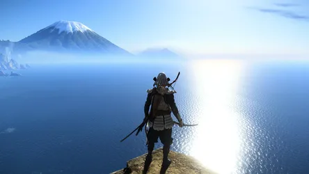 Man with a Sword by the Ocean - free anime wallpaper 3840×2160