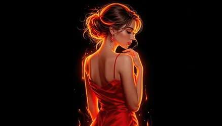 Glowing Woman in a Dress - free art & design wallpaper 3840×2194