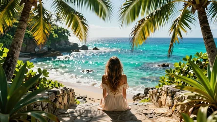 Brown-Haired Beauty at the Beach - free people & portraits wallpaper 3840×2160