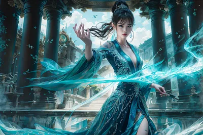 Black-Haired Lady in a Dress - free art & design wallpaper 2560×1709