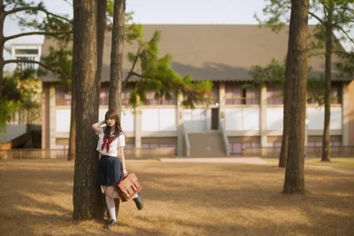 Brown-Haired Beauty in a School Uniform - free people & portraits wallpaper 6144×4097