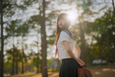 Brown-Haired Beauty in a School Uniform - free people & portraits wallpaper 6144×4096