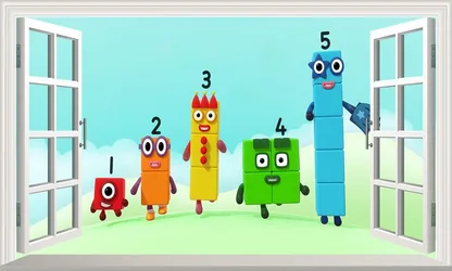 Numberblocks Friends Smiling at Open Window - free architecture wallpaper 1181×709