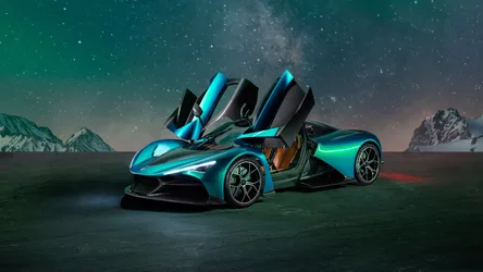 Neon Sports Car Under Starlit Sky - free cars & vehicles wallpaper 7680×4320