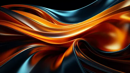 Flowing Flames: Orange and Teal Waves - free dark wallpaper 7680×4320