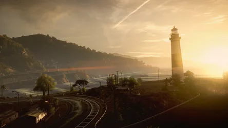 Golden Hour Lighthouse Over Coastal Cliffs - free city & urban wallpaper 7680×4320