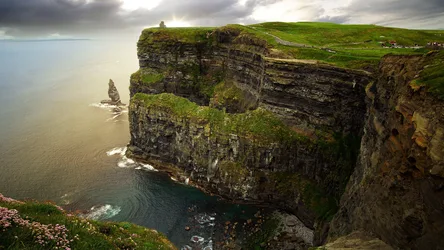 Dramatic Coastal Cliffs Under Cloudy Skies - free gaming wallpaper 7680×4320