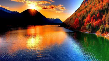 Alpine Sunset Reflection Over Mountain Lake - free gaming wallpaper 1920×1080