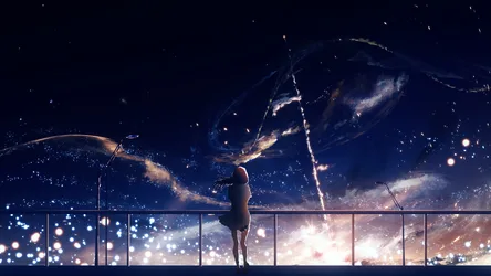 Soft-Focus Girl in a Skirt at Night - free anime wallpaper 2560×1440