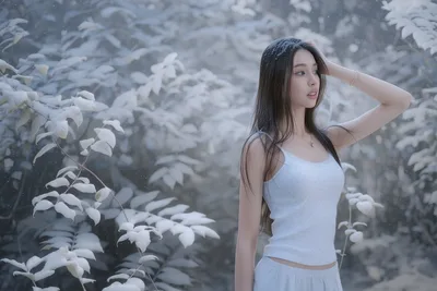 Black-Haired Lady in a Camisole - free people & portraits wallpaper 6144×4098
